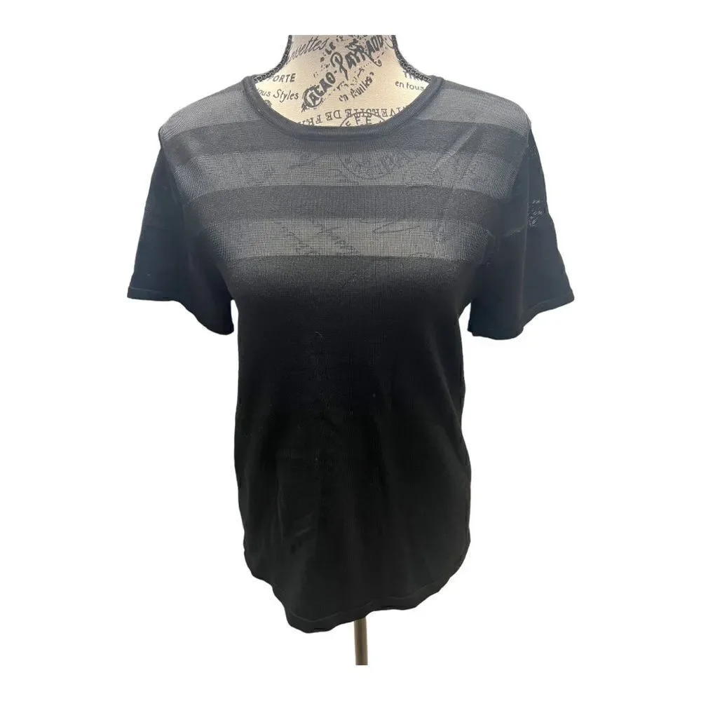 NWT Carmen Marc Valvo Couture Short Sleeve Knit Top Sz L